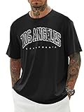 Minetom Oversized Tshirt Herren Rundhals Kurzarm Lose Sommer Oberteile Mode T-Shirt mit Los Angeles...