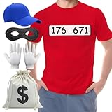 Metaparty Panzerknacker Kostüm Herren T Shirt Bankräuber Verkleidung Herren Banditen Bande...