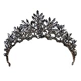 Frcolor Vintage Barock Krone Legierung Prom Quenn Krone Braut Tiara Hochzeit Kopfschmuck (schwarz)