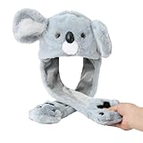 Laahoem Bewegliches Ohr Koala Hut Damen niedlich lustig Plüsch Hut Mütze Tier Cosplay Geburtstag...