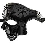 Ubauta Steampunk Metal Cyborg Venezianische Maske,schwarze Maskerade Maske für Halloween...