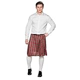 Boland 81224 - Schotten-Rock Mr. Tartan, Rot, kariertes Muster, Kilt, Wickelrock, Herren-Rock,...