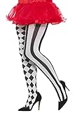 Smiffys Harlekin-Strumpfhose Übergröße, Weiß und Schwarz