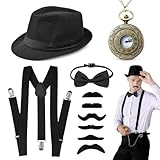 Aurasky 20er Jahre Herren Accessoires, Mafia Kostüm Zubehör Herren, 20er Outfit mit Gangster Hut...