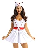 iEFiEL Krankenschwester Kostüm für Damen und Mädchen Halloween Karneval Fasching Kleid...