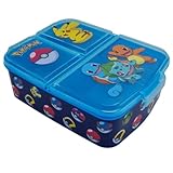 Stor, Pokemon Sandwich Box, Brotdose, Rechteckig, drei Fächer, Brotdose für Mahlzeiten und Snacks...