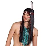 Boland 85783 - Perücke Indianer Takoda, inklusive Stirnband mit Feder, langes & glattes Haar,...