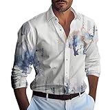 Generisch Karrierte Jacken Für Männer, Aquarelldruck-Langarmhemd Herren Mit Losem Druck Hemd...