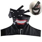 IBLUELOVER Ghoul Gesichtsschutz Kaneki Ken Cosplay Kostüm Set Japanischer Anime Augenklappe Show...