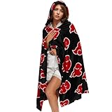 Grojimts Unisex Akatsuki Umhang Anime Cosplay Überwurfdecke Flanell Fleece Kapuzenumhang Halloween...