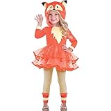 amscan 9903510 Fuchs kostüm für Kinder Mädchen 7-8 Jahre, Orange