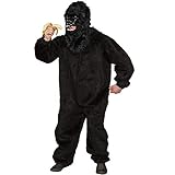 NET TOYS Plüschoverall AFFE Kostüm Gorilla King Kong schwarz Affenkostüm Tierkostüm Verkleidung...