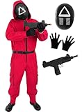 Funidelia | Offizielles Squid Game Kostüm mit Dreieck Maske und Waffe für Herren und Damen Kostüm...
