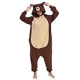 LBJR Braunbär Erwachsene Unisex Kostüm Jumpsuit Onesie Tier Fasching Karneval Halloween kostüm...