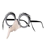 Widmann 1943W - Brille mit Hexennase und Augenbrauen aus schwarzen Federn, Halloween, Karneval,...