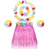 Hawaii Hula Rock, Abeillo 5er Hawaiianischer Hula Grasrock für Mädchen, Hula Tanzrock mit Blumen...