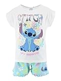 Disney Stitch 2-Teiliges Set für Mädchen, Stitch Design Weicher Baumwoll Pyjama T-Shirt und Shorts...