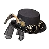 'STEAMPUNK TOP HAT WITH GOGGLES & CLOCKWORK DECO' -