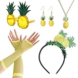 XNIVUIS 7 Stück Ananas Kostüm Set,Hawaii Kostüm Set,Ananas Krone,Ananas Brille,Ananas...