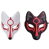 TENDYCOCO 2 Stücke Fuchs Japanische Kitsune Maske fuchs maske japan Tier Cosplay Maske Party