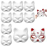 LXYYDS Katzenmaske, 10 Stück Therian Mask, Handgemalte Cat Maske, Leere Fuchsmasken, Katzenmasken...