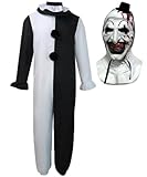 Claofoc Terrifier Kostüm Art the Clown Cosplay Erwachsene Outfits der Killer Clown Jumpsuit...