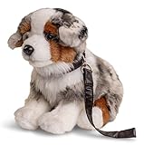 Uni-Toys - Australischer Schäferhund Welpe, sitzend (mit Leine) - 22 cm (Höhe) - Plüsch-Hund,...