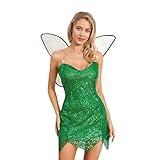 PDYLZWZY Damen Feen Tinker Bell Deluxe Kostüm Cosplay Dress Up mit Flügeln Fancy Halloween...