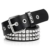 WHIPPY Nietengürtel Leder Metall Punk Rock Nietengürtel für Damen/Herren Punk-Ledergürtel...