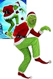 Geplaimir Grünes Monster Grinch Kostüm Erwachsener, Weihnachtsmann Kostüm für Männer...