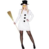 dressforfun Damenkostüm Schneefrau Weihnachts Kostüm | kurzes sexy Kleid mit aufgenähten Bommeln...