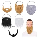 6 Stück Fake Bart Lustiger Bart Falscher Bart Kostüm Gesichtsbart Zubehör mit Verstellbarem...