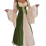 Aibaowedding Renaissance Kleid Damen Mittelalter Kleid Mittelalter Kostüme Damen(grün,l/xl)