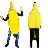 Claofoc Bananen Kostüm für Erwachsene Deluxe Outfits Set für Halloween Valentinstag Anziehparty...