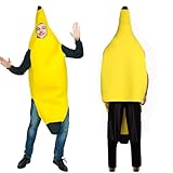 Claofoc Bananen Kostüm für Erwachsene Deluxe Outfits Set für Halloween Valentinstag Anziehparty...