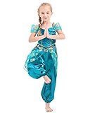 IKALI Kinder Prinzessin Kostüm Mädchen Jasmin Cosplay Ankleiden Pailletten Outfits für Halloween...