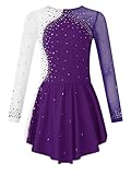 Aislor Tanzkleid Mädchen Pailletten Eiskunstlauf Kleid Kinder Langarm Ballettkleid Tanztrikot mit...