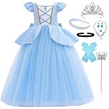 LiUiMiY Cinderella Kleid Mädchen Prinzessin Aschenputtel Kostüm Kinder Fasching Cosplay Geburtstag...
