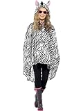 Smiffys Zebra Party Poncho, mit Zugbeutel