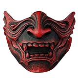 spier Halloween Maske - Japanische Samurai Prajna Maske, Dämon Samurai Halbmaske Cosplay Kostüm...