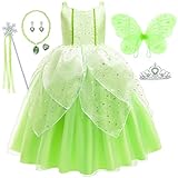 IWFREE Tinkerbell Kostüm mit Flügeln für Mädchen Dress Up Halloween Weihnachten Karneval Fancy...