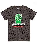 Minecraft T-Shirt Jungen Kids Creeper Kurzarm Graue Top-Ware 9-10 Jahre