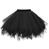 Ksnnrsng Damen Tutu Rock der 1950er Jahre Retro kurzen Tüllrock Rock Ballett Bubble Tutu (Schwarz,...
