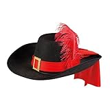 Party Discount NEU Hut Musketier Sébastien schwarz mit rotem Band