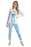 Disney Schlafanzug Damen Lang S-XL, Stitch Pyjama Damen Set, Mickey Minnie Mouse Geschenke Pyjama...