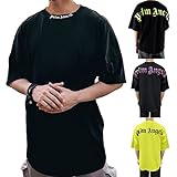 Oversized Tshirt Herren T-Shirt Kurzarm Oberteil Herren Damen-T Shirt Buchstaben Palm Angel...