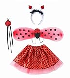 cuteDIY 4 Stück Marienkäfer Kostüm Kinder Set Faschingskostüme Mädchen