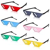 QINREN 6 Paare Pixel Sonnenbrille, MLG Brille Thug Life Mehrfarbige Kunststoff SonnenbrillenGeeignet...
