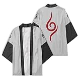 Syqiya Unisex Namikaze Minato Kimono Cosplay Costume Cape Coat Cardigan Cloak Grau Herren Damen XL