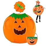 OPAHUTER Halloween Kürbis Kostüm Set für Kinder, Unisex Kinder Kostüm Kürbis mit Kürbishut &...